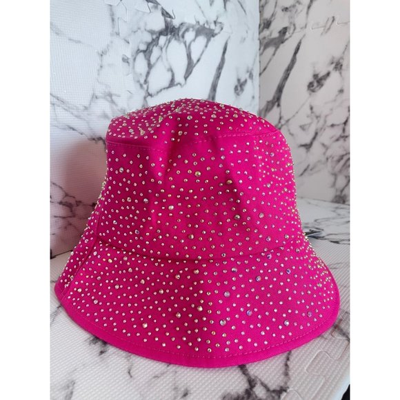 Barbie Rhinestone Bucket Hat Barbie Movie Fashionista Friends Pink Logo Rhinestone Velour  main image 3